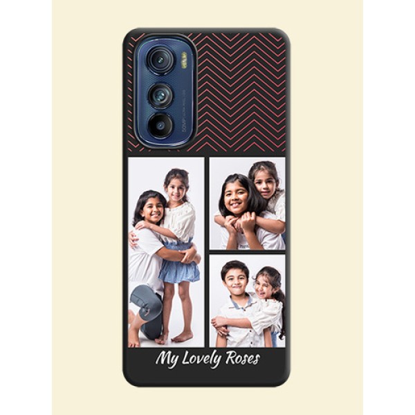 Wave Pattern with 3 Image Holder on Space Black Custom Soft Matte Back Cover - Motorola Edge 30 Wave Pattern with 3 Image Holder on Space Black Custom Soft Matte Back Cover - Motorola Edge 30