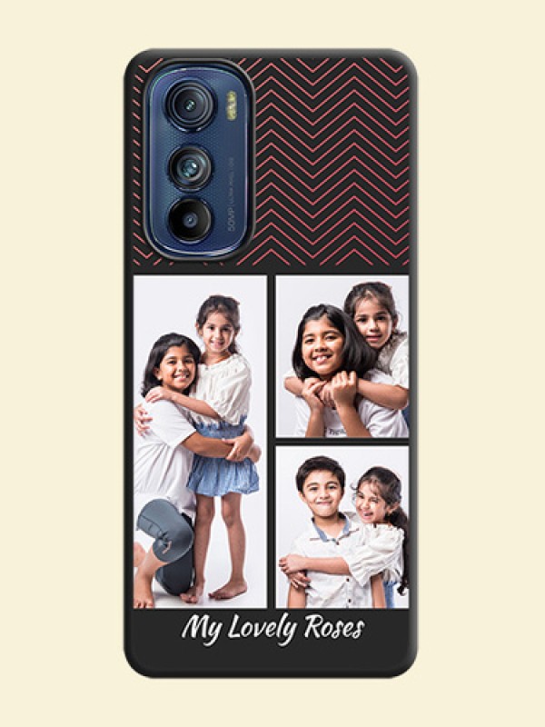Wave Pattern with 3 Image Holder on Space Black Custom Soft Matte Back Cover - Motorola Edge 30