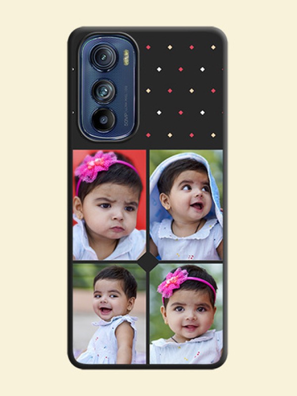 Multicolor Dotted Pattern with 4 Image Holder on Space Black Custom Soft Matte Phone Cases - Motorola Edge 30