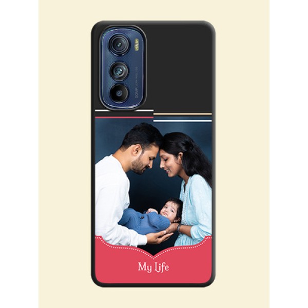 Classic Plain Design with Name on Photo on Space Black Soft Matte Phone Cover - Motorola Edge 30 Classic Plain Design with Name on Photo on Space Black Soft Matte Phone Cover - Motorola Edge 30