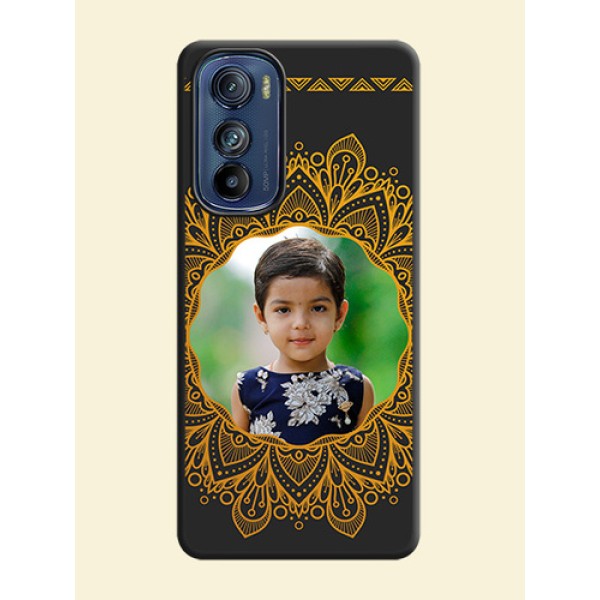 Round Image with Floral Design on Photo on Space Black Soft Matte Mobile Cover - Motorola Edge 30 Round Image with Floral Design on Photo on Space Black Soft Matte Mobile Cover - Motorola Edge 30