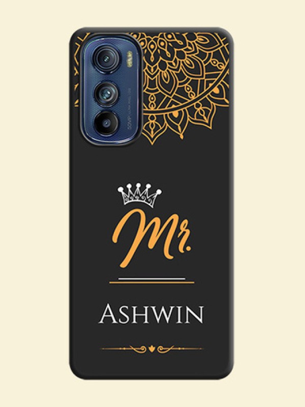 Mr Name with Floral Design  on Personalised Space Black Soft Matte Cases - Motorola Edge 30