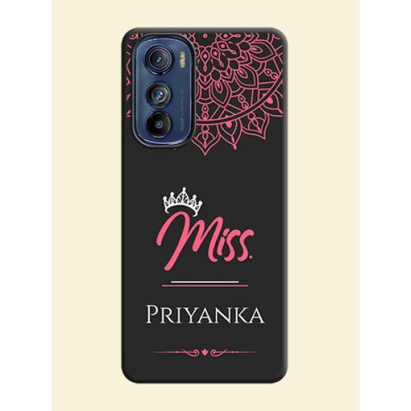 Mrs Name with Floral Design on Space Black Personalized Soft Matte Phone Covers - Motorola Edge 30 Mrs Name with Floral Design on Space Black Personalized Soft Matte Phone Covers - Motorola Edge 30