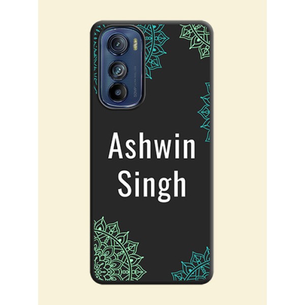 Your Name with Floral Design on Space Black Custom Soft Matte Back Cover - Motorola Edge 30 Your Name with Floral Design on Space Black Custom Soft Matte Back Cover - Motorola Edge 30