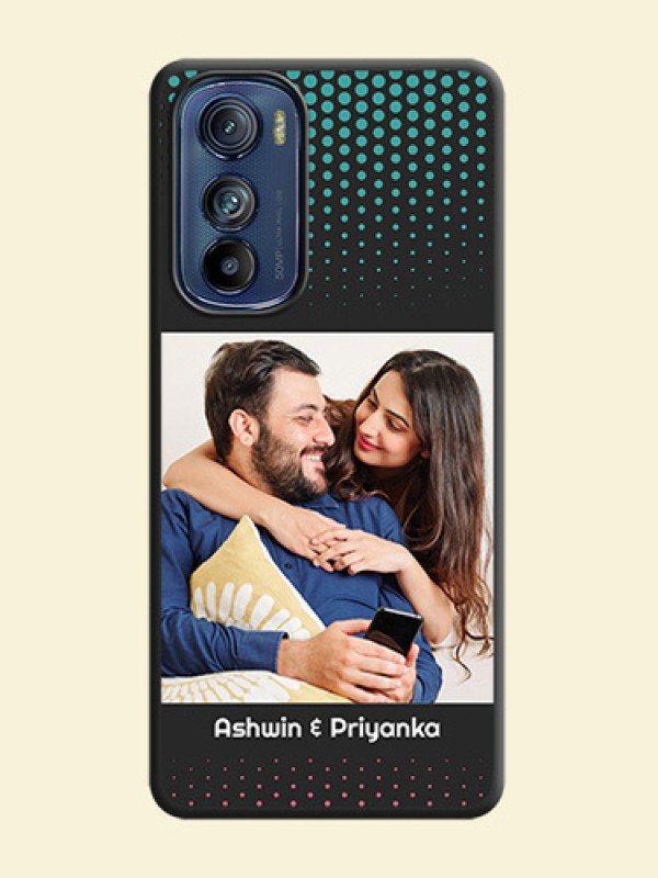 Faded Dots with Grunge Photo Frame and Text on Space Black Custom Soft Matte Phone Cases - Motorola Edge 30
