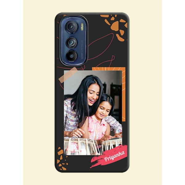 Orange Photo Frame on Space Black Custom Soft Matte Phone Back Cover - Motorola Edge 30 Orange Photo Frame on Space Black Custom Soft Matte Phone Back Cover - Motorola Edge 30