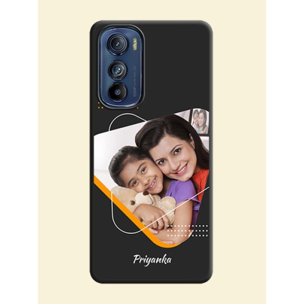 Yellow Triangle on Photo on Space Black Soft Matte Phone Cover - Motorola Edge 30 Yellow Triangle on Photo on Space Black Soft Matte Phone Cover - Motorola Edge 30
