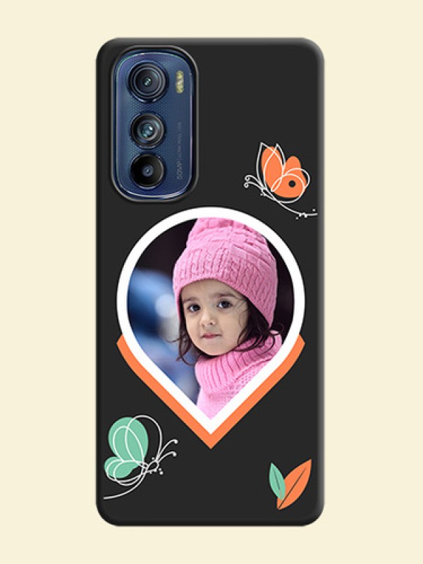 Upload Pic With Simple Butterly Design On Space Black Personalized Soft Matte Phone Covers -Motorola Edge 30