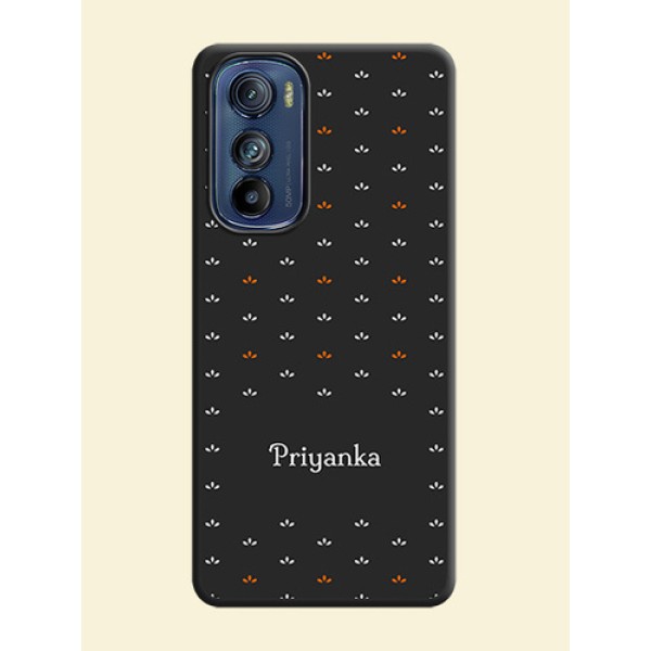 Simple Pattern With Custom Text On Space Black Personalized Soft Matte Phone Covers -Motorola Edge 30 Simple Pattern With Custom Text On Space Black Personalized Soft Matte Phone Covers -Motorola Edge 30