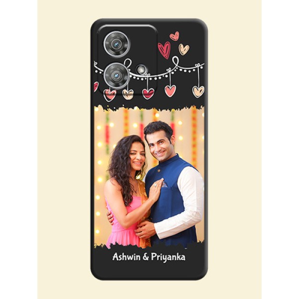 Pink Love Hangings with Name On Space Black Custom Soft Matte Mobile Back Cover - Motorola Edge 40 Neo Pink Love Hangings with Name On Space Black Custom Soft Matte Mobile Back Cover - Motorola Edge 40 Neo