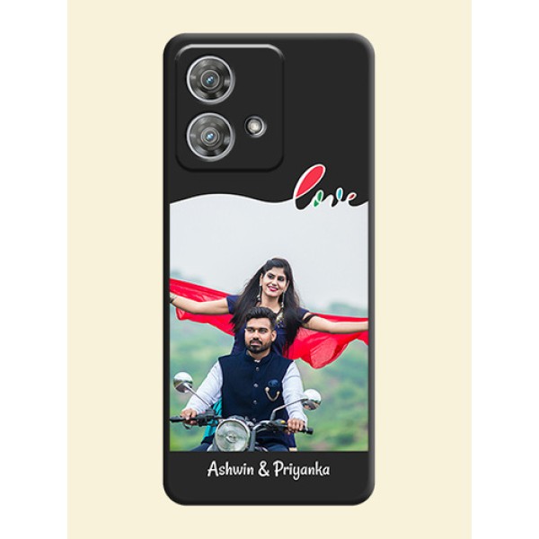 Fall in Love Pattern with Picture on Photo On Space Black Custom Soft Matte Mobile Back Cover - Motorola Edge 40 Neo Fall in Love Pattern with Picture on Photo On Space Black Custom Soft Matte Mobile Back Cover - Motorola Edge 40 Neo