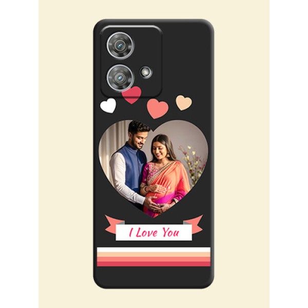 Love Shaped Photo with Colorful Stripes On Space Black Custom Soft Matte Mobile Back Cover - Motorola Edge 40 Neo Love Shaped Photo with Colorful Stripes On Space Black Custom Soft Matte Mobile Back Cover - Motorola Edge 40 Neo