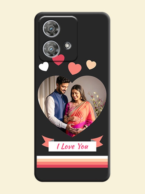 Love Shaped Photo with Colorful Stripes On Space Black Custom Soft Matte Mobile Back Cover - Motorola Edge 40 Neo