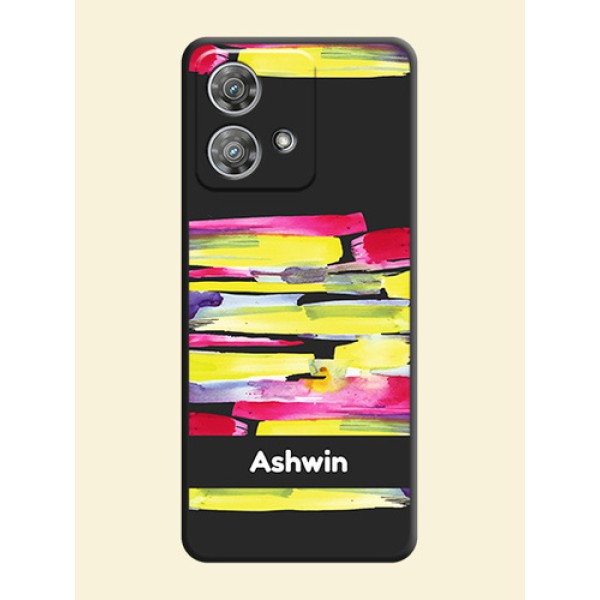 Brush Coloured On Space Black Custom Soft Matte Mobile Back Cover - Motorola Edge 40 Neo Brush Coloured On Space Black Custom Soft Matte Mobile Back Cover - Motorola Edge 40 Neo