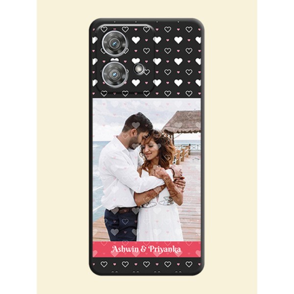 White Color Love Symbols with Text Design on Photo On Space Black Custom Soft Matte Mobile Back Cover - Motorola Edge 40 Neo