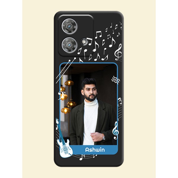 Musical Theme Design with Text on Photo On Space Black Custom Soft Matte Mobile Back Cover - Motorola Edge 40 Neo Musical Theme Design with Text on Photo On Space Black Custom Soft Matte Mobile Back Cover - Motorola Edge 40 Neo