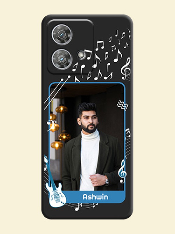 Musical Theme Design with Text on Photo On Space Black Custom Soft Matte Mobile Back Cover - Motorola Edge 40 Neo