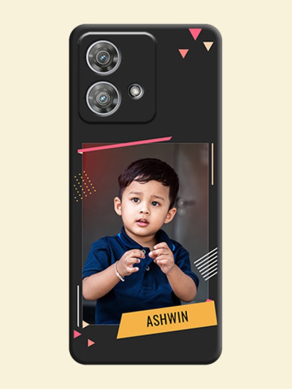Photo Frame with Triangle Small Dots on Photo On Space Black Custom Soft Matte Mobile Back Cover - Motorola Edge 40 Neo