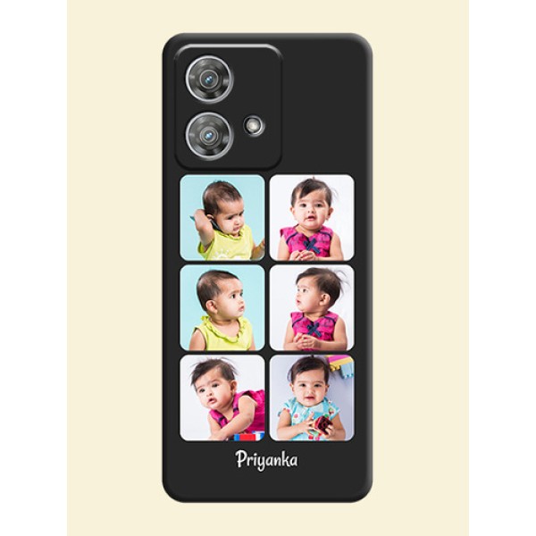 Floral Art with 6 Image Holder on Photo On Space Black Custom Soft Matte Mobile Back Cover - Motorola Edge 40 Neo Floral Art with 6 Image Holder on Photo On Space Black Custom Soft Matte Mobile Back Cover - Motorola Edge 40 Neo