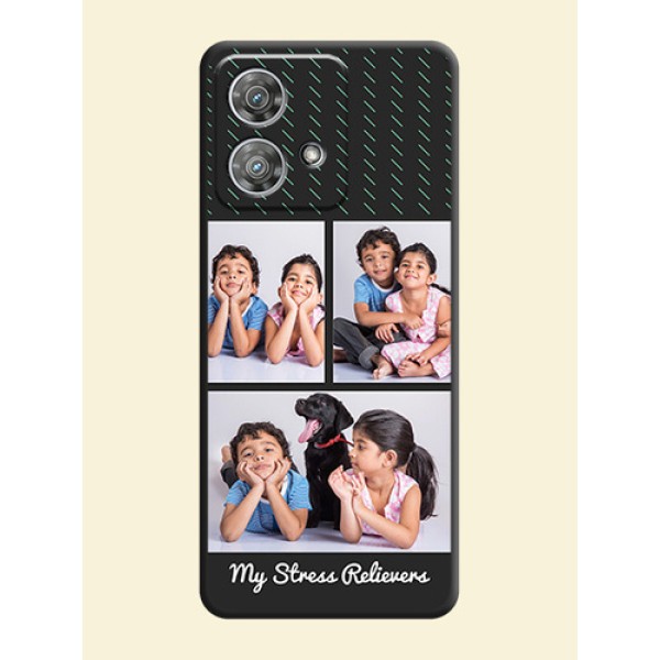 Cross Dotted Pattern with 2 Image Holder On Space Black Custom Soft Matte Mobile Back Cover - Motorola Edge 40 Neo Cross Dotted Pattern with 2 Image Holder On Space Black Custom Soft Matte Mobile Back Cover - Motorola Edge 40 Neo