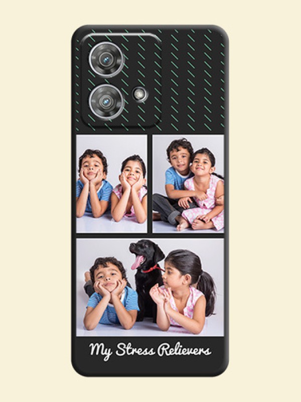 Cross Dotted Pattern with 2 Image Holder On Space Black Custom Soft Matte Mobile Back Cover - Motorola Edge 40 Neo