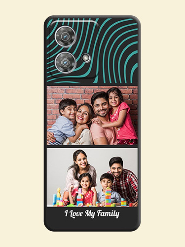 Wave Pattern with 2 Image Holder On Space Black Custom Soft Matte Mobile Back Cover - Motorola Edge 40 Neo