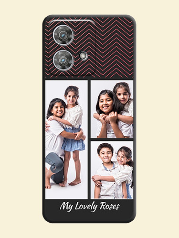 Wave Pattern with 3 Image Holder On Space Black Custom Soft Matte Mobile Back Cover - Motorola Edge 40 Neo