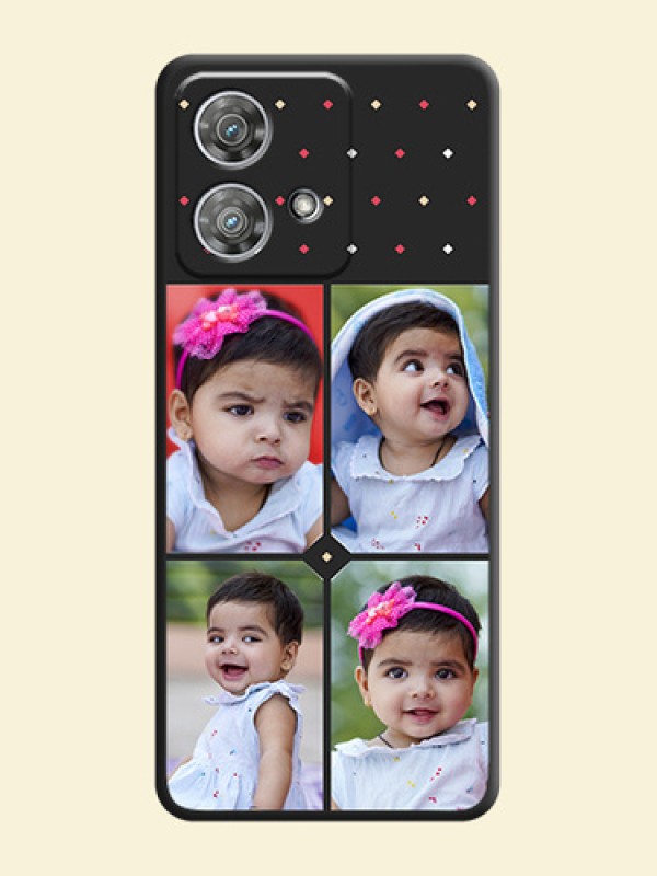 Multicolor Dotted Pattern with 4 Image Holder On Space Black Custom Soft Matte Mobile Back Cover - Motorola Edge 40 Neo