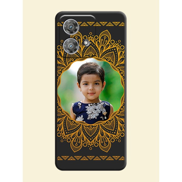 Round Image with Floral Design On Space Black Custom Soft Matte Mobile Back Cover - Motorola Edge 40 Neo Round Image with Floral Design On Space Black Custom Soft Matte Mobile Back Cover - Motorola Edge 40 Neo