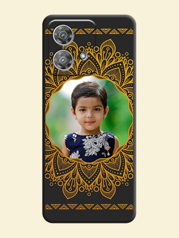 Round Image with Floral Design On Space Black Custom Soft Matte Mobile Back Cover - Motorola Edge 40 Neo