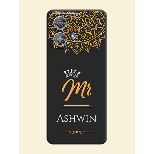 Mr Name with Floral Design On Space Black Custom Soft Matte Mobile Back Cover - Motorola Edge 40 Neo Mr Name with Floral Design On Space Black Custom Soft Matte Mobile Back Cover - Motorola Edge 40 Neo