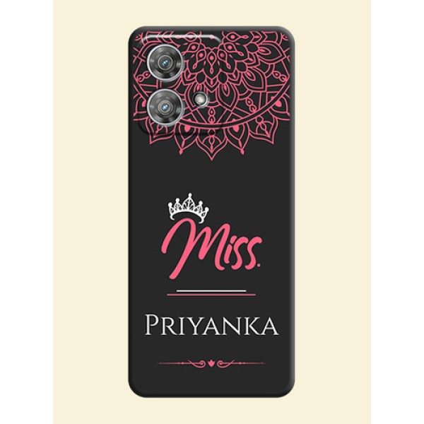 Mrs Name with Floral Design On Space Black Custom Soft Matte Mobile Back Cover - Motorola Edge 40 Neo Mrs Name with Floral Design On Space Black Custom Soft Matte Mobile Back Cover - Motorola Edge 40 Neo