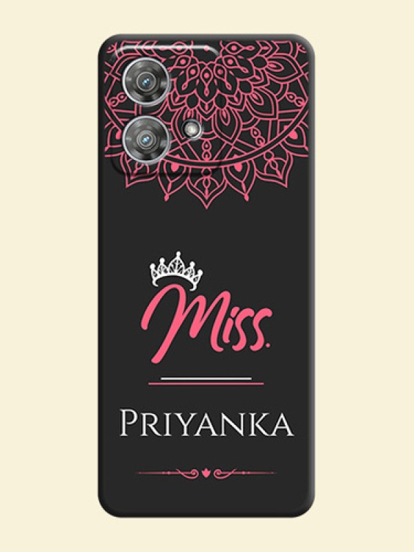 Mrs Name with Floral Design On Space Black Custom Soft Matte Mobile Back Cover - Motorola Edge 40 Neo