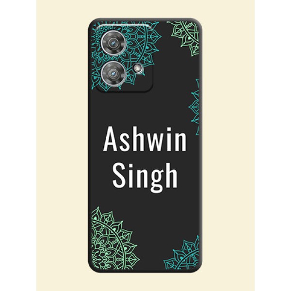 Your Name with Floral Design On Space Black Custom Soft Matte Mobile Back Cover - Motorola Edge 40 Neo Your Name with Floral Design On Space Black Custom Soft Matte Mobile Back Cover - Motorola Edge 40 Neo