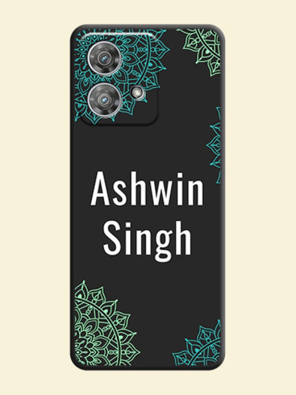 Your Name with Floral Design On Space Black Custom Soft Matte Mobile Back Cover - Motorola Edge 40 Neo