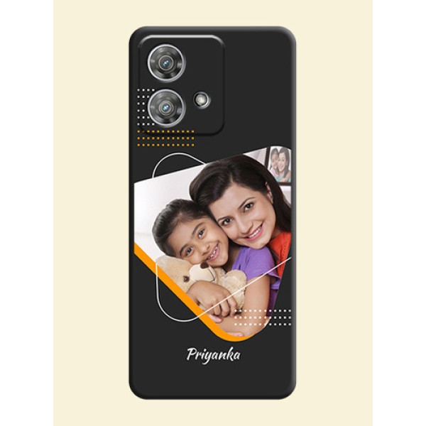 Yellow Triangle on Photo On Space Black Custom Soft Matte Mobile Back Cover - Motorola Edge 40 Neo