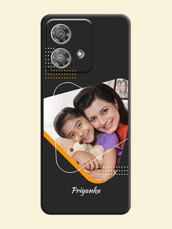 Yellow Triangle on Photo On Space Black Custom Soft Matte Mobile Back Cover - Motorola Edge 40 Neo