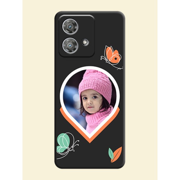 Upload Pic With Simple Butterly Design On Space Black Custom Soft Matte Mobile Back Cover - Motorola Edge 40 Neo Upload Pic With Simple Butterly Design On Space Black Custom Soft Matte Mobile Back Cover - Motorola Edge 40 Neo