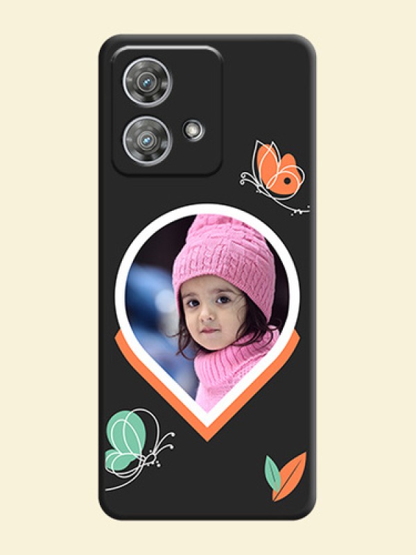 Upload Pic With Simple Butterly Design On Space Black Custom Soft Matte Mobile Back Cover - Motorola Edge 40 Neo