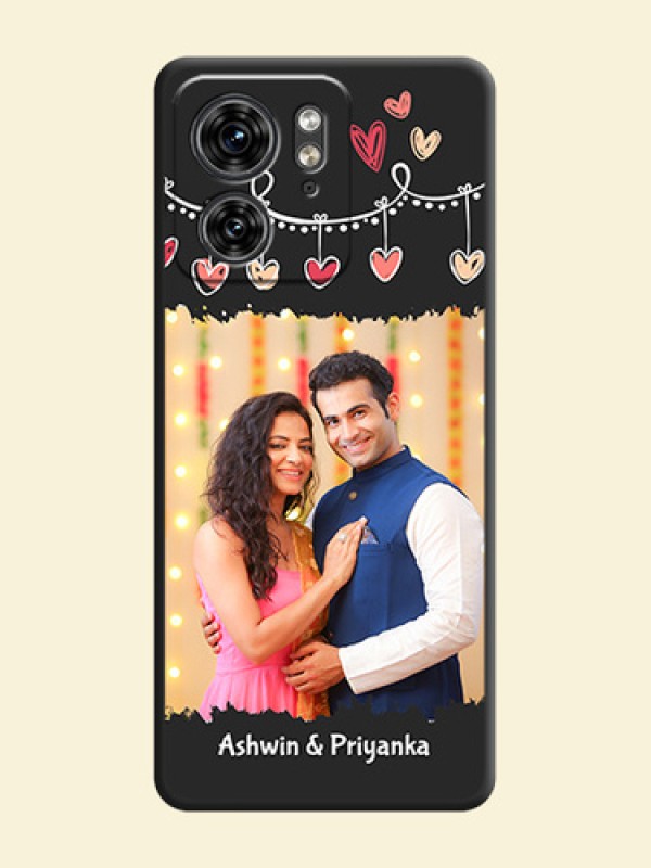 Pink Love Hangings with Name on Space Black Custom Soft Matte Phone Cases - Edge 40