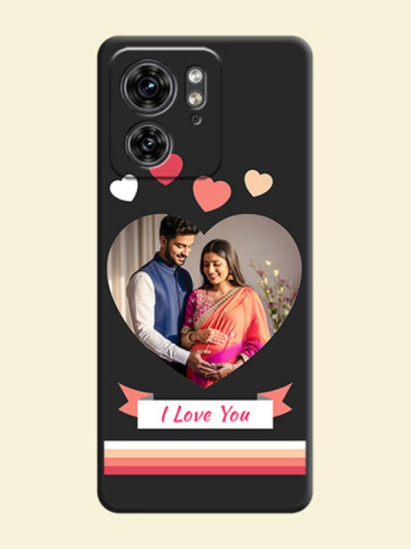 Love Shaped Photo with Colorful Stripes on Personalised Space Black Soft Matte Cases - Edge 40
