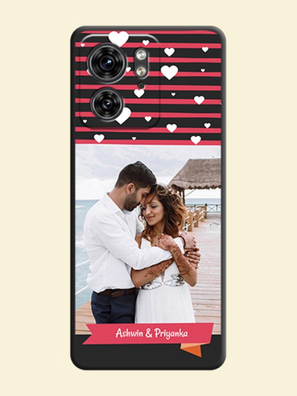 White Color Love Symbols with Pink Lines Pattern on Space Black Custom Soft Matte Phone Cases - Edge 40