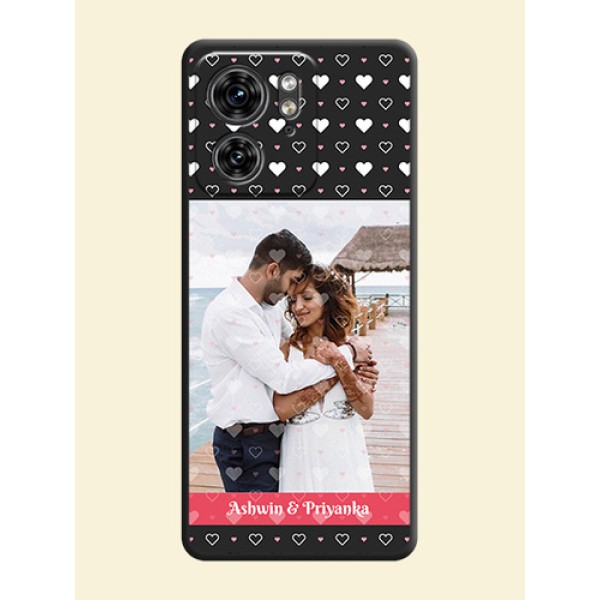 White Color Love Symbols with Text Design - Photo on Space Black Soft Matte Phone Cover - Edge 40