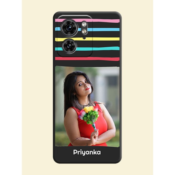 Multicolor Lines with Image on Space Black Personalized Soft Matte Phone Covers - Edge 40 Multicolor Lines with Image on Space Black Personalized Soft Matte Phone Covers - Edge 40