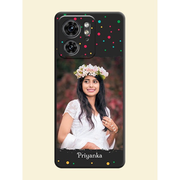 Multicolor Dotted Pattern with Text on Space Black Custom Soft Matte Phone Back Cover - Edge 40 Multicolor Dotted Pattern with Text on Space Black Custom Soft Matte Phone Back Cover - Edge 40