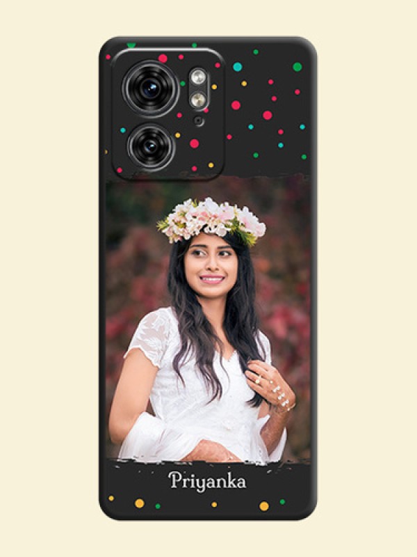 Multicolor Dotted Pattern with Text on Space Black Custom Soft Matte Phone Back Cover - Edge 40