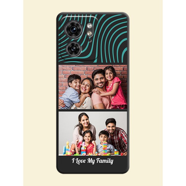 Wave Pattern with 2 Image Holder on Space Black Personalized Soft Matte Phone Covers - Edge 40 Wave Pattern with 2 Image Holder on Space Black Personalized Soft Matte Phone Covers - Edge 40