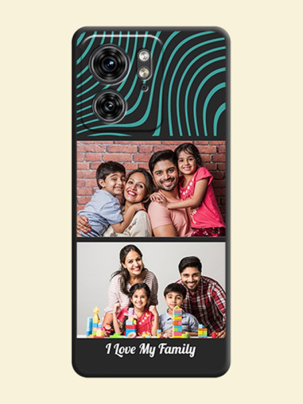 Wave Pattern with 2 Image Holder on Space Black Personalized Soft Matte Phone Covers - Edge 40