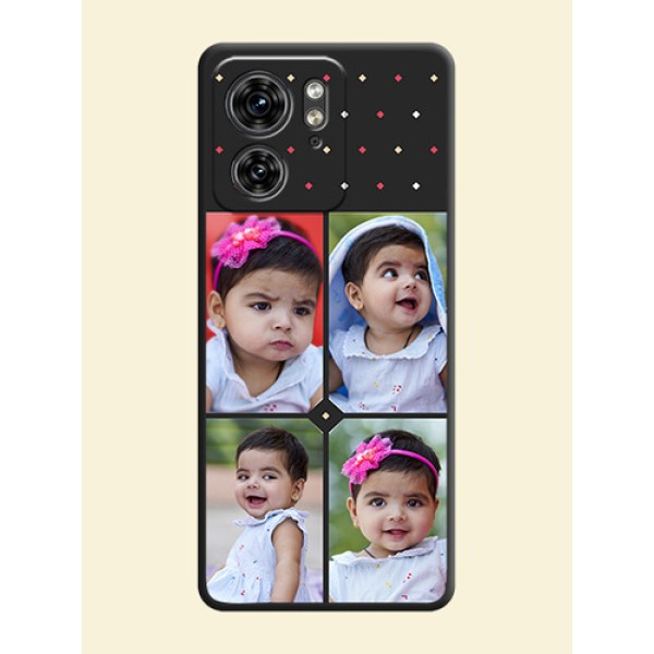 Multicolor Dotted Pattern with 4 Image Holder on Space Black Custom Soft Matte Phone Cases - Edge 40 Multicolor Dotted Pattern with 4 Image Holder on Space Black Custom Soft Matte Phone Cases - Edge 40