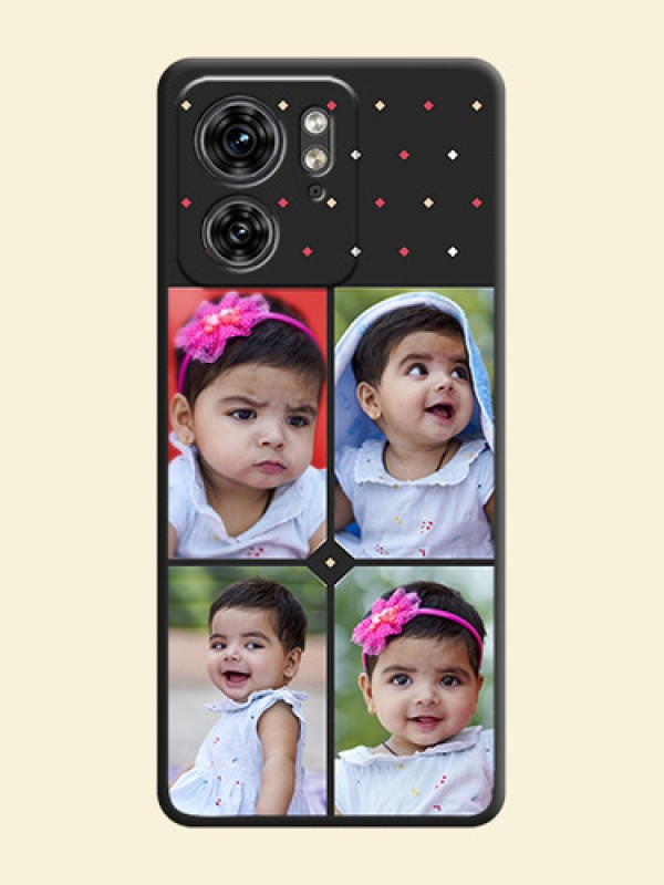 Multicolor Dotted Pattern with 4 Image Holder on Space Black Custom Soft Matte Phone Cases - Edge 40